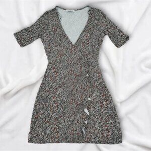 Astradivarius Brand New Soft Surplice Eyelet Wrap Skater Dress- Size Small